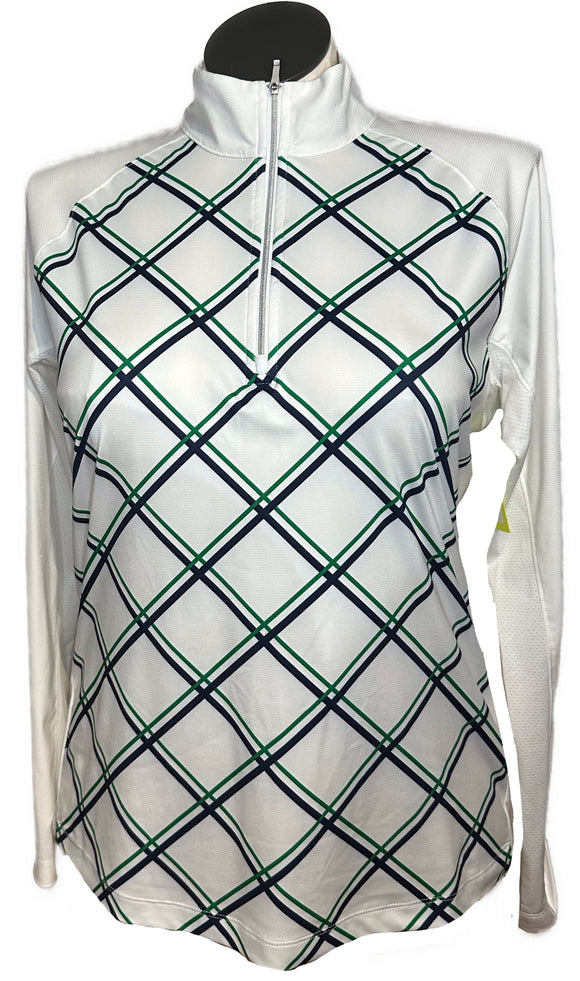 Lady Hagen Women's White, Green & Navy Print Golf Pullover Size L