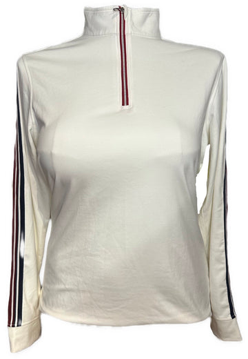 Daily Sport White Pullover w/ Navy & Stripes Size XL