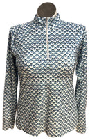 Lady Hagen Shades of Blue Chevron Pullover Size L-1