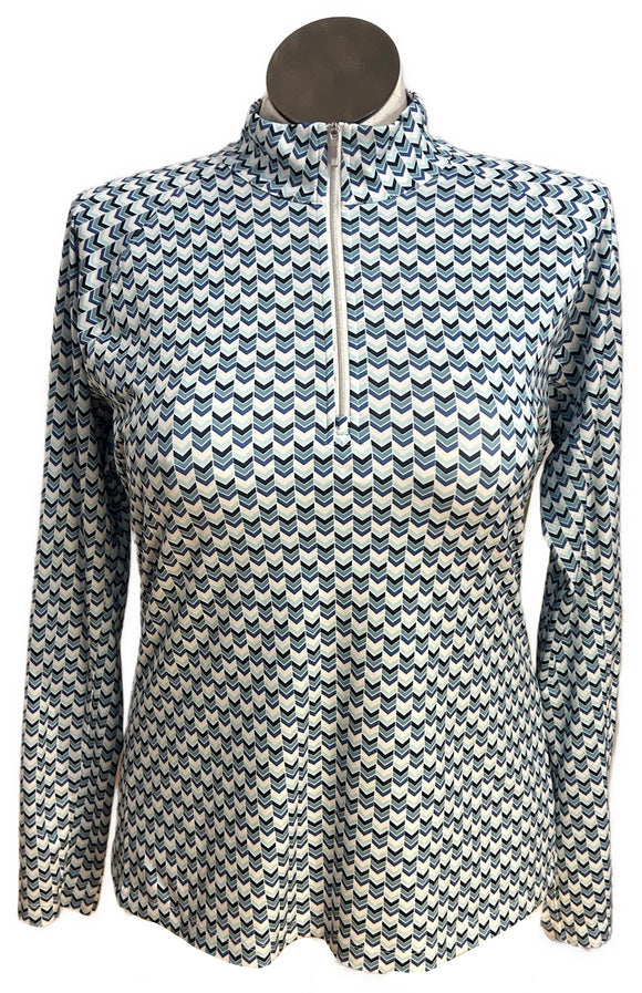 Lady Hagen Shades of Blue Chevron Pullover Size L