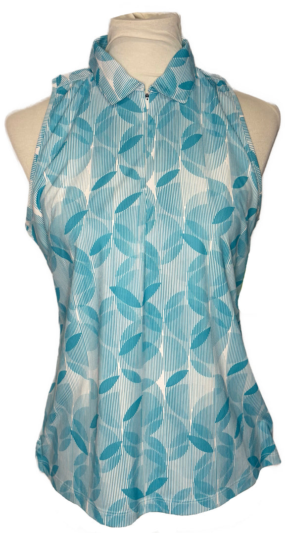 Slazenger Aqua Leaf Print Sleeveless Top Size M