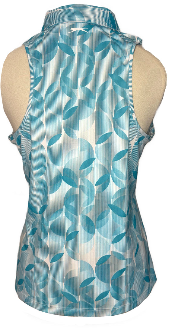 Slazenger Aqua Leaf Print Sleeveless Top Size M
