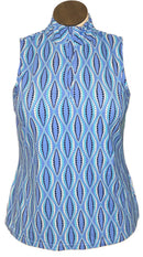 Patchinton Women's Blue Dotted Sleeveless Golf Top Size L-1