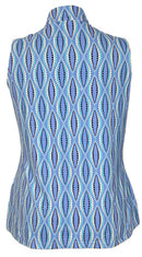 Patchinton Women's Blue Dotted Sleeveless Golf Top Size L-2