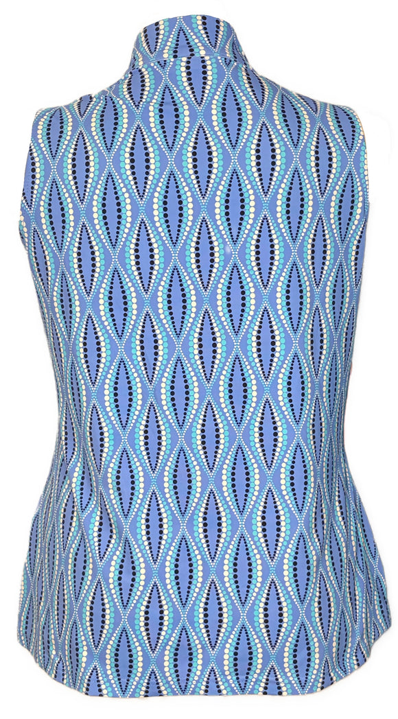 Patchinton Women's Blue Dotted Sleeveless Golf Top Size L