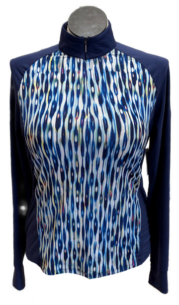 EP NY Women's Navy Patterned Pullover w/Logo Size L