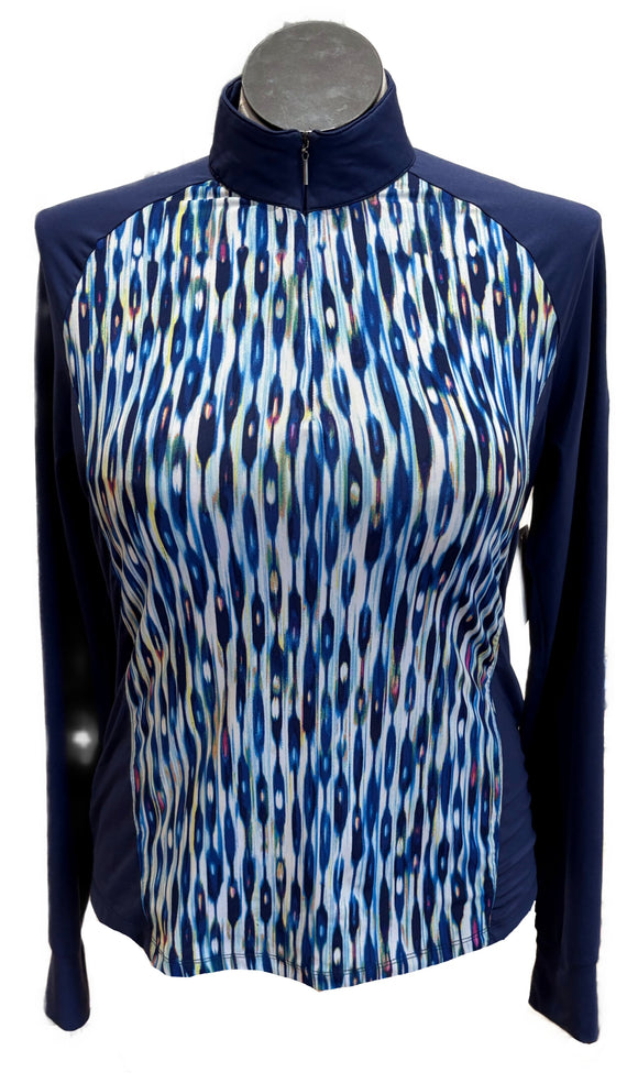 EP NY Women's Navy Patterned Pullover w/Logo Size L
