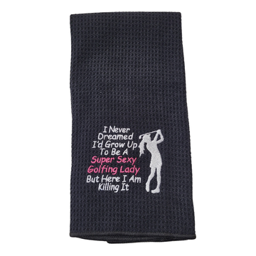 New Super Sexy Golfing Lady Black Golf Towel