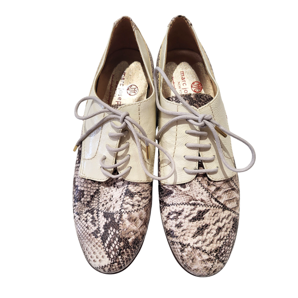 New Marc Joseph Snakeskin Pacific Golf Shoes - Cream Size 7.5 MSP$195