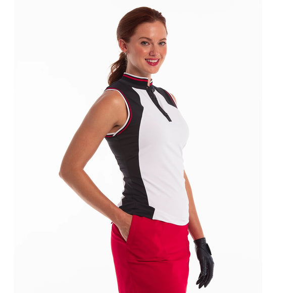 New EP NY Sleeveless Color Block Golf Polo - White/Red/Navy MSP$84