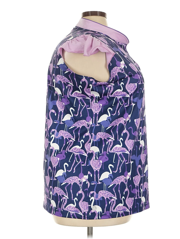 New Lopez Women's Purple Flamingo Cap Sleeve Golf Top Size 3X MSP$89