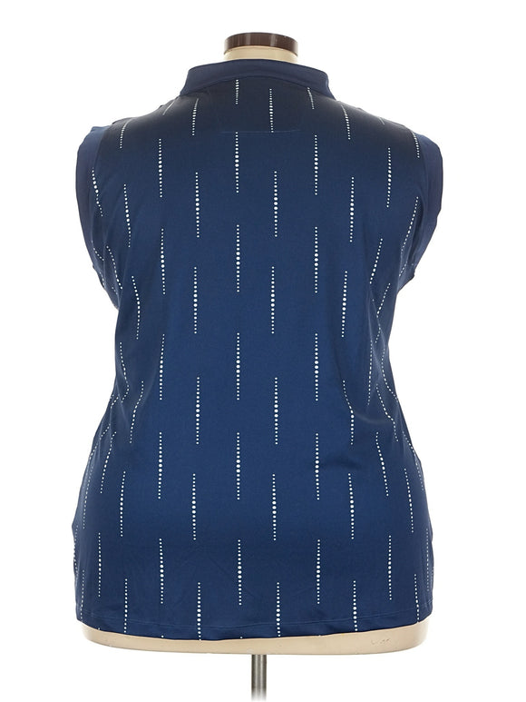 New Lopez Women's Navy Print Sleeveless Golf Polo Size 3X MSP$89