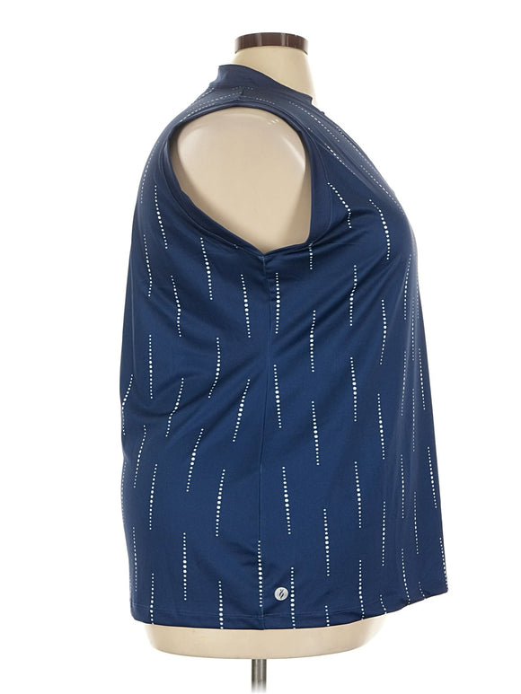 New Lopez Women's Navy Print Sleeveless Golf Polo Size 3X MSP$89
