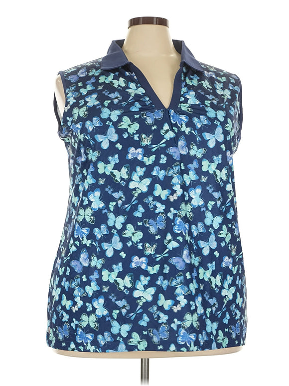 New Women's Lopez Navy Butterfly Sleeveless Golf Top Size 3X MSP$89