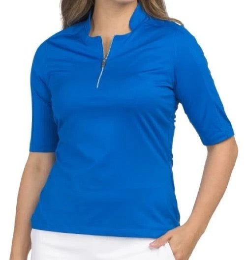 New Tail Activewear Princess Blue Dominique Elbow Sleeve Golf Top MSP$92