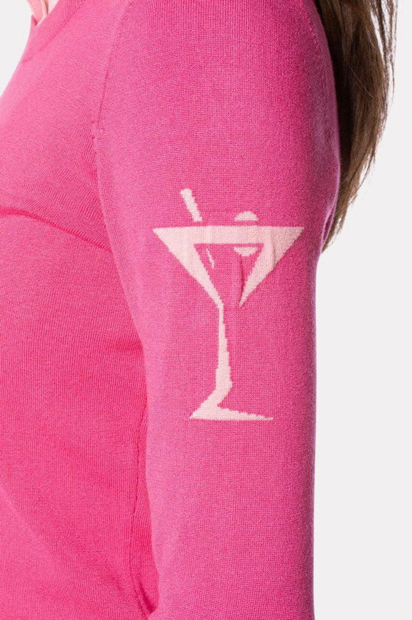 New Golftini Women's Hot Pink Martini Crew Neck Sweater Size S MSP$148