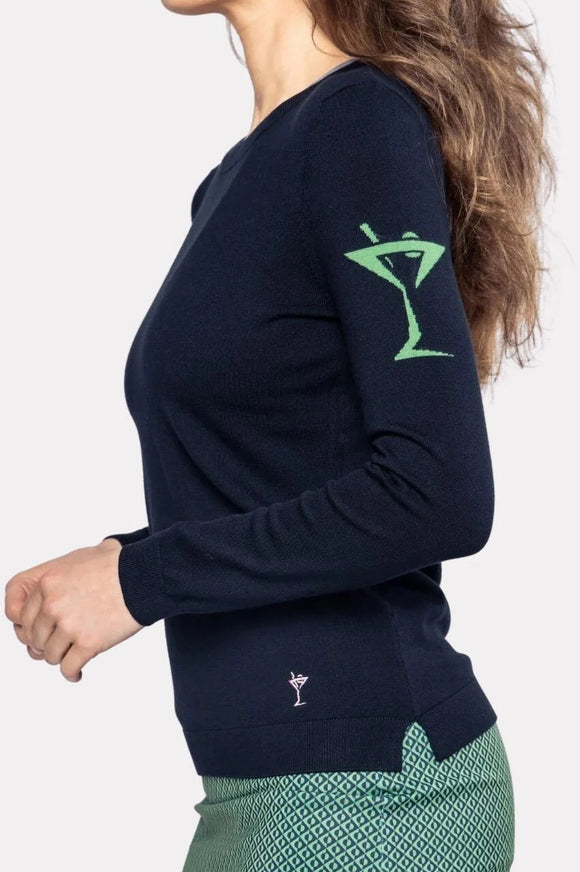 New Golftini Women's Navy Martini Crewneck Sweater Size S MSP$148