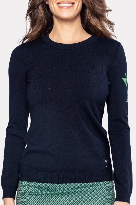 New Golftini Women's Navy Martini Crewneck Sweater Size S MSP$148