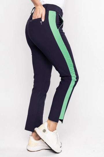 New Golftini Women's Navy/Kelly Green Streytch Ankle Pant Size S MSP$158