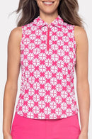 New Golftini Pink Floral Sleeveless Cool Girl Polo MSP$108-1