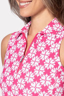 New Golftini Pink Floral Sleeveless Cool Girl Polo MSP$108-2