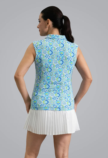 New Ibkul Alexis Sleeveless Polo - Lime Multi Size S MSP $96 - 0