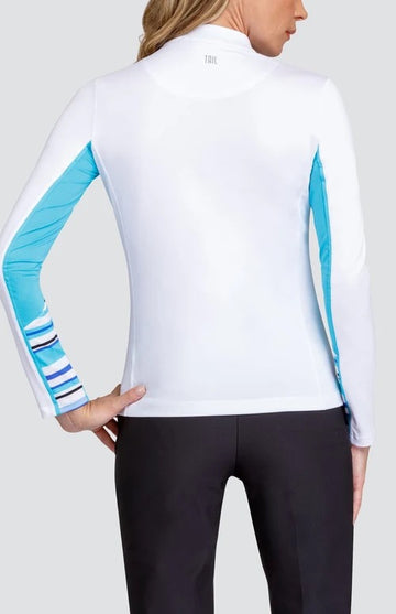 Tail Activewear Long Sleeve Melinda Top -White/Oceana Coast Size XS - 0