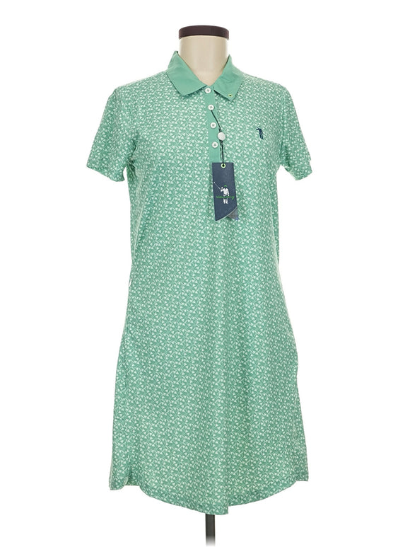 New William Murray Green Cocktails Print Polo Dress Size M MSP$98