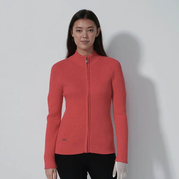 New Daily Sports Rib Intense Coral Cardigan Size XL MSP$160