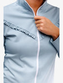 New Smith & Quinn Frankie Ruffle Full-Zip Jacket - Dusty Blue Size L MSP$120-2