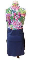 Allie Burke Exotic Floral & Navy Sleeveless Golf Dress Size XL MSP$189-3