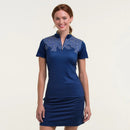 New EP NY Golf Women's Short Sleeve Tipped Mock Polo - Inky Multi Size L-1
