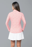 New Ibkul Landon Stripe II Print Long Sleeve Mock Neck Top MSP $105-5