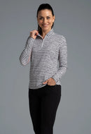 New Ibkul Landon Stripe II Print Long Sleeve Mock Neck Top MSP $105-7