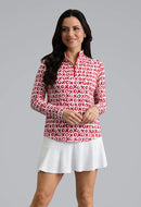 New Ibkul Hugs & Kisses Long Sleeve Mock Neck Top MSP $105-1