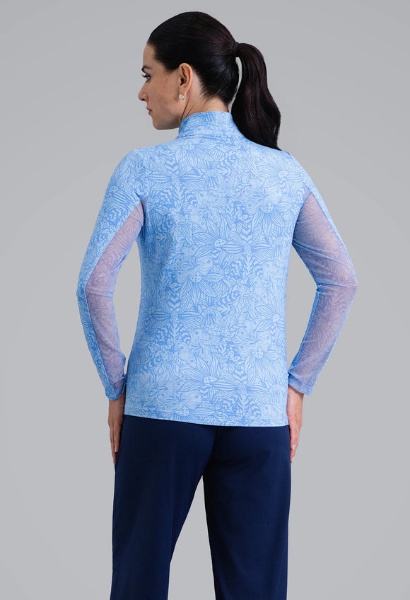 New Ibkul Annie Long Sleeve Mock Neck Top - Peri MSP $105