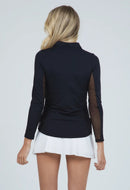 New Ibkul Solid Adjustable Length Long Sleeve Polo - Black MSP $91-2