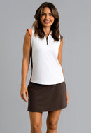 New Ibkul Color Block Print Sleeveless Polo MSP $92-3