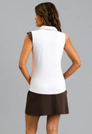 New Ibkul Color Block Print Sleeveless Polo MSP $92-4