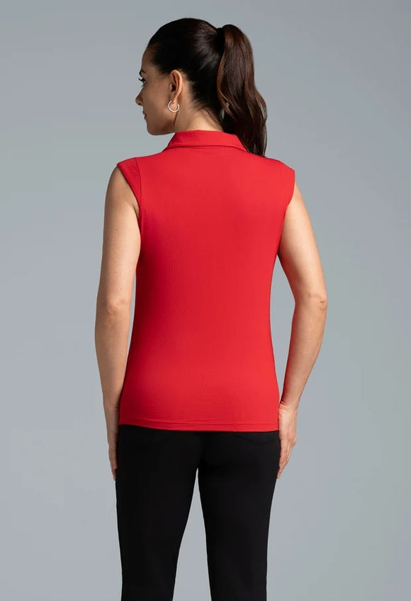New Solid Sleeveless Polo - Red Size S MSP $90
