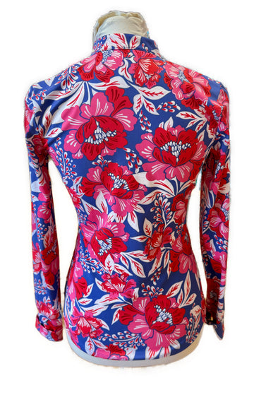 Sigrid Olsen Blue & Red Floral Full-Zip Jacket Size XS - 0