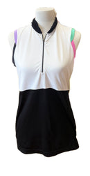 EP NY White & Black Sleeveless Color Block Golf Polo Size M-1