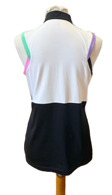 EP NY White & Black Sleeveless Color Block Golf Polo Size M - 0