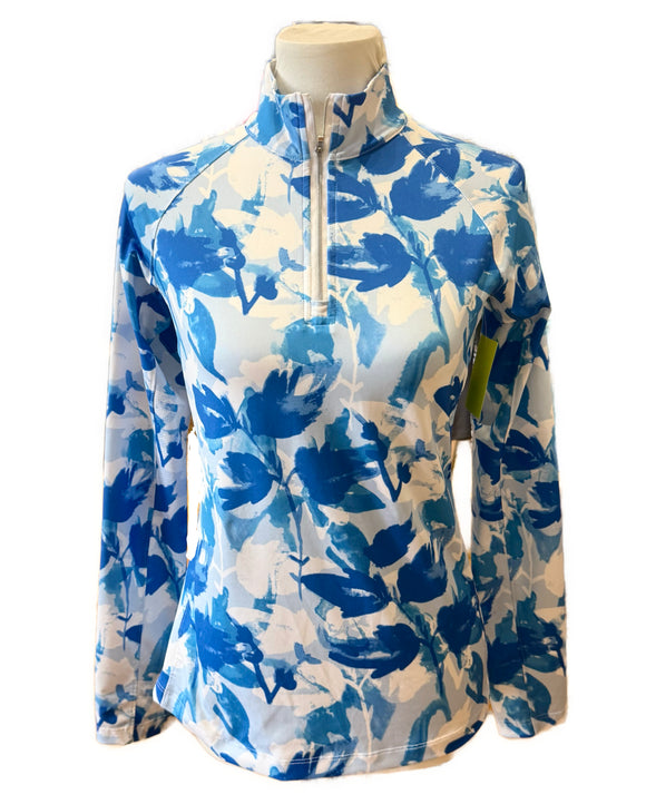 Lady Hagen Blue Floral Long Sleeve UV Top Size S