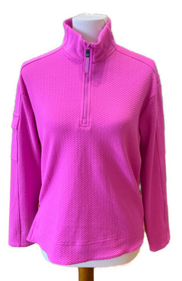 New Ibkul Solid Popcorn Stitch 1/4 Zip Pullover MSP $108