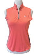 Greg Norman Coral Sleeveless Polo w/ Paisley Side Inserts Size M MSP$75-1