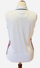 New Greg Norman White Sleeveless Polo w/ Paisley Print Sides Size L MSP$75-3