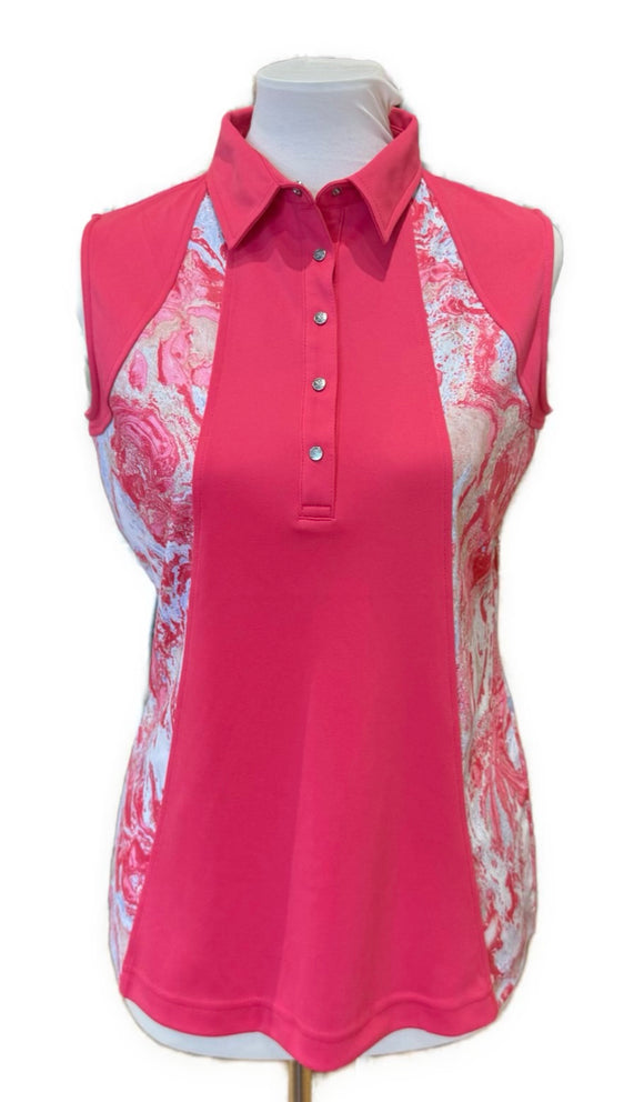 Daily Sports Pink Sleeveless Golf Top w/ Marble Print Inserts Size M MSP$98