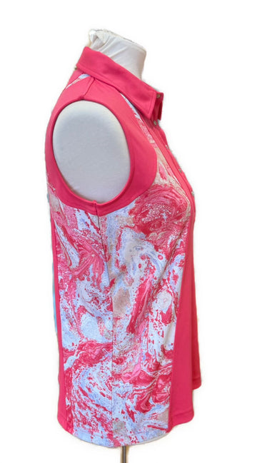Daily Sports Pink Sleeveless Golf Top w/ Marble Print Inserts Size M MSP$98 - 0