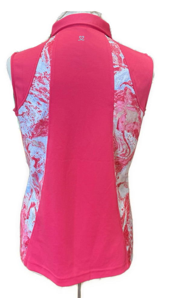 Daily Sports Pink Sleeveless Golf Top w/ Marble Print Inserts Size M MSP$98